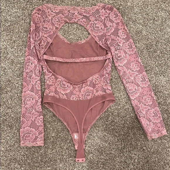 Free People Intimately Perfectly Fine Floral Lace Mauve Bodysuit - Picture 8 of 8
